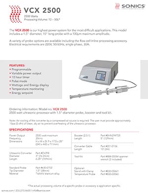 Products | Sonics & Materials Inc. (98) Products | Sonics & Materials Inc. (98)